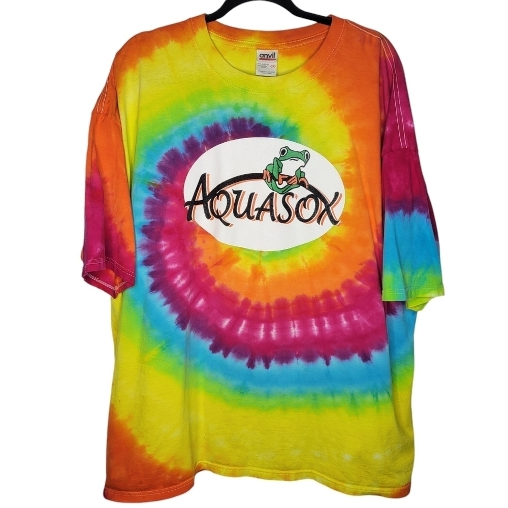 Vintage Y2K Everett Aquasox Minor League Baseball Tie Dye Graphic T-Shirt Sz 3X